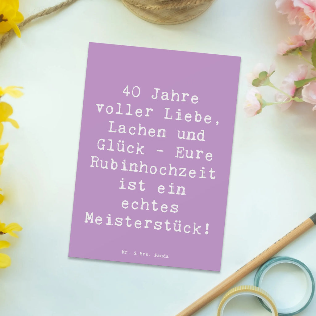 Postkarte 40 Jahre voller Liebe, Lachen und Glück - Eure Rubinhochzeit ist ein echtes Meisterstück! Postkarte, Karte, Geschenkkarte, Grußkarte, Einladung, Ansichtskarte, Geburtstagskarte, Einladungskarte, Dankeskarte, Ansichtskarten, Einladung Geburtstag, Einladungskarten Geburtstag, Hochzeit, Hochzeitsgeschenk, Ehe, Hochzeitsfeier, Trauung, Trauungsgeschenk, Hochzeitskarte, Verlobungsfeier, Verlobungsgeschenk, Hochzeitsgeschenkideen, Hochzeitsgeschenke für Brautpaar