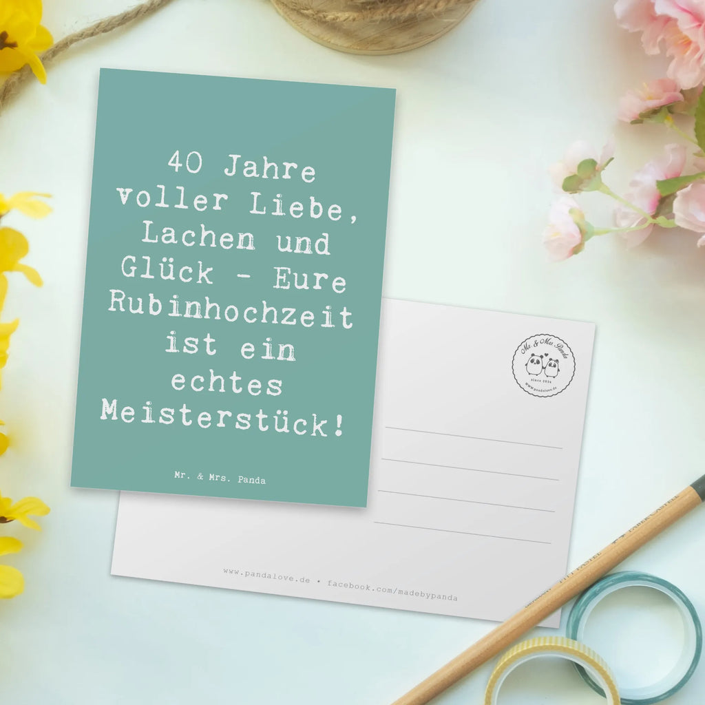 Postkarte 40 Jahre voller Liebe, Lachen und Glück - Eure Rubinhochzeit ist ein echtes Meisterstück! Postkarte, Karte, Geschenkkarte, Grußkarte, Einladung, Ansichtskarte, Geburtstagskarte, Einladungskarte, Dankeskarte, Ansichtskarten, Einladung Geburtstag, Einladungskarten Geburtstag, Hochzeit, Hochzeitsgeschenk, Ehe, Hochzeitsfeier, Trauung, Trauungsgeschenk, Hochzeitskarte, Verlobungsfeier, Verlobungsgeschenk, Hochzeitsgeschenkideen, Hochzeitsgeschenke für Brautpaar