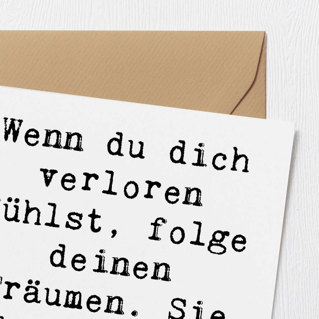 Deluxe Karte Spruch Selbstzweifel und Träume Karte, Grußkarte, Klappkarte, Einladungskarte, Glückwunschkarte, Hochzeitskarte, Geburtstagskarte, Hochwertige Grußkarte, Hochwertige Klappkarte