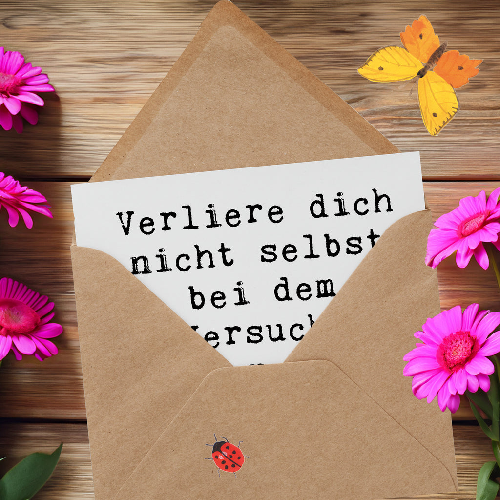 Deluxe Karte Spruch Selbstzweifel vermeiden Karte, Grußkarte, Klappkarte, Einladungskarte, Glückwunschkarte, Hochzeitskarte, Geburtstagskarte, Hochwertige Grußkarte, Hochwertige Klappkarte