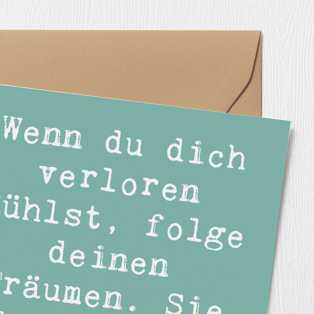 Deluxe Karte Spruch Selbstzweifel und Träume Karte, Grußkarte, Klappkarte, Einladungskarte, Glückwunschkarte, Hochzeitskarte, Geburtstagskarte, Hochwertige Grußkarte, Hochwertige Klappkarte