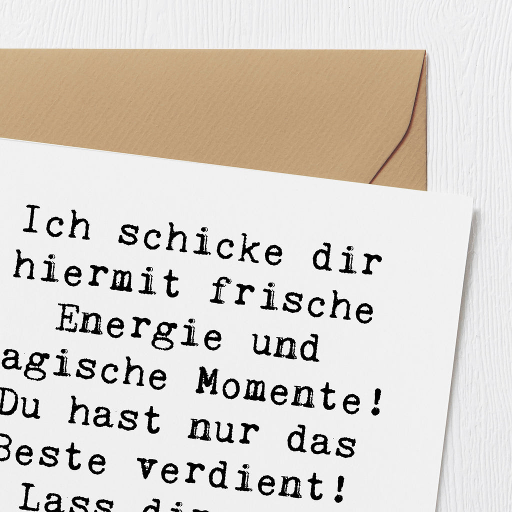 Deluxe Karte Spruch Freude und Energie Karte, Grußkarte, Klappkarte, Einladungskarte, Glückwunschkarte, Hochzeitskarte, Geburtstagskarte, Hochwertige Grußkarte, Hochwertige Klappkarte