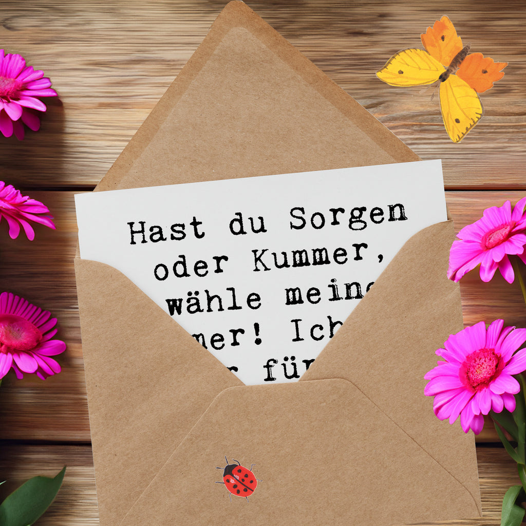 Deluxe Karte Spruch Trost Nummer Karte, Grußkarte, Klappkarte, Einladungskarte, Glückwunschkarte, Hochzeitskarte, Geburtstagskarte, Hochwertige Grußkarte, Hochwertige Klappkarte