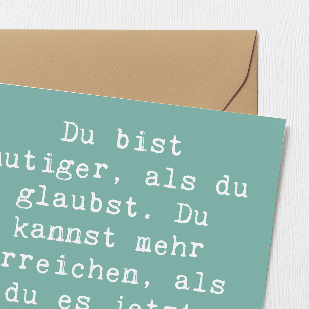 Deluxe Karte Spruch Mut und Tapferkeit Karte, Grußkarte, Klappkarte, Einladungskarte, Glückwunschkarte, Hochzeitskarte, Geburtstagskarte, Hochwertige Grußkarte, Hochwertige Klappkarte