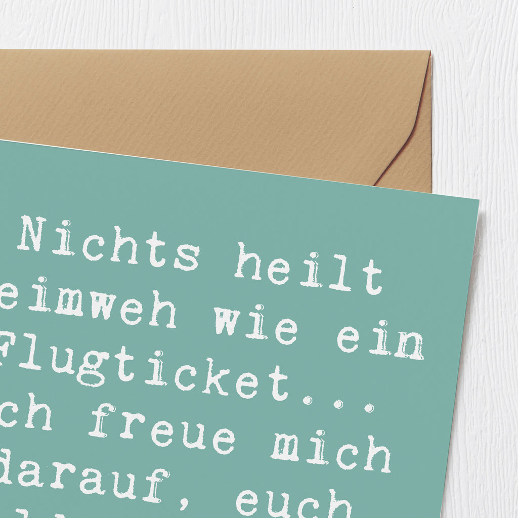 Deluxe Karte Spruch Heimweh Ticket Karte, Grußkarte, Klappkarte, Einladungskarte, Glückwunschkarte, Hochzeitskarte, Geburtstagskarte, Hochwertige Grußkarte, Hochwertige Klappkarte