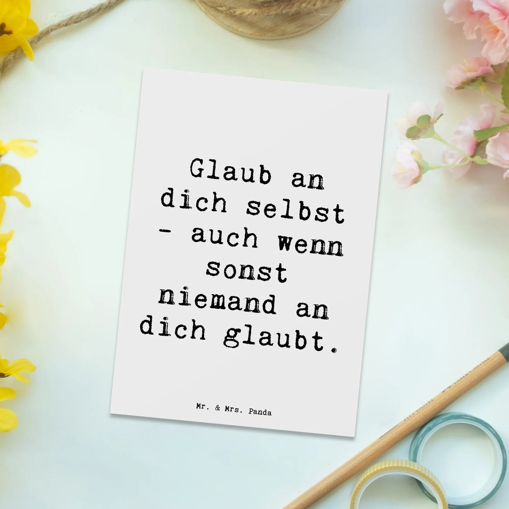 Postkarte Spruch Glaube an dich selbst Postkarte, Karte, Geschenkkarte, Grußkarte, Einladung, Ansichtskarte, Geburtstagskarte, Einladungskarte, Dankeskarte, Ansichtskarten, Einladung Geburtstag, Einladungskarten Geburtstag