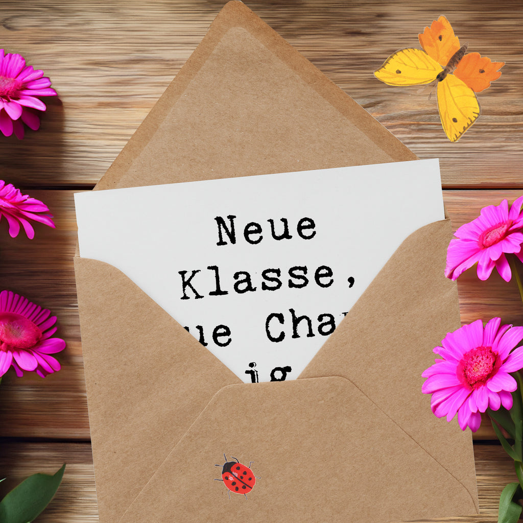 Deluxe Karte Spruch Erster Schultag Neue Klasse Karte, Grußkarte, Klappkarte, Einladungskarte, Glückwunschkarte, Hochzeitskarte, Geburtstagskarte, Hochwertige Grußkarte, Hochwertige Klappkarte