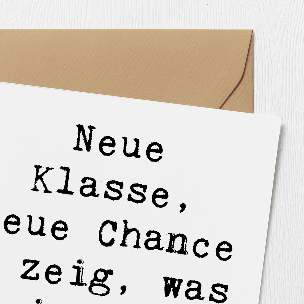 Deluxe Karte Spruch Erster Schultag Neue Klasse Karte, Grußkarte, Klappkarte, Einladungskarte, Glückwunschkarte, Hochzeitskarte, Geburtstagskarte, Hochwertige Grußkarte, Hochwertige Klappkarte