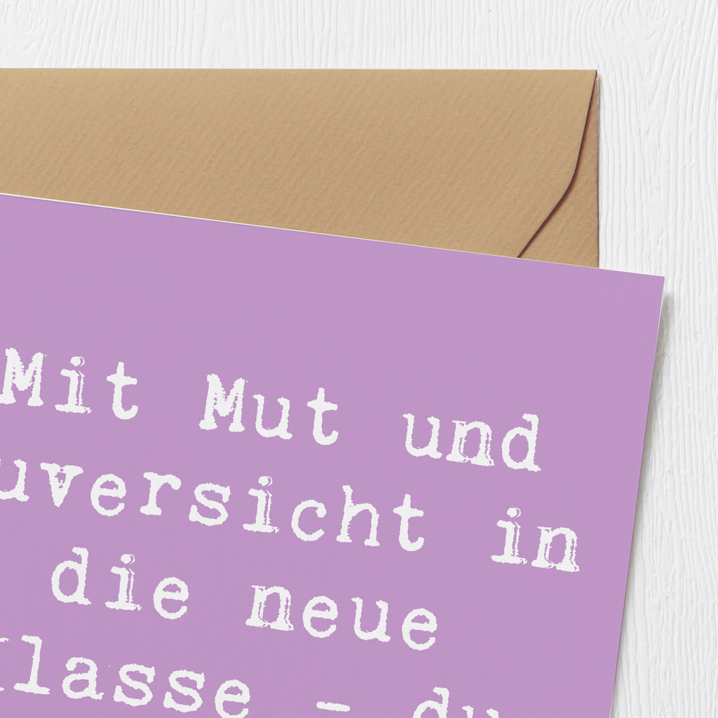 Deluxe Karte Spruch Erster Schultag Mut und Zuversicht Karte, Grußkarte, Klappkarte, Einladungskarte, Glückwunschkarte, Hochzeitskarte, Geburtstagskarte, Hochwertige Grußkarte, Hochwertige Klappkarte