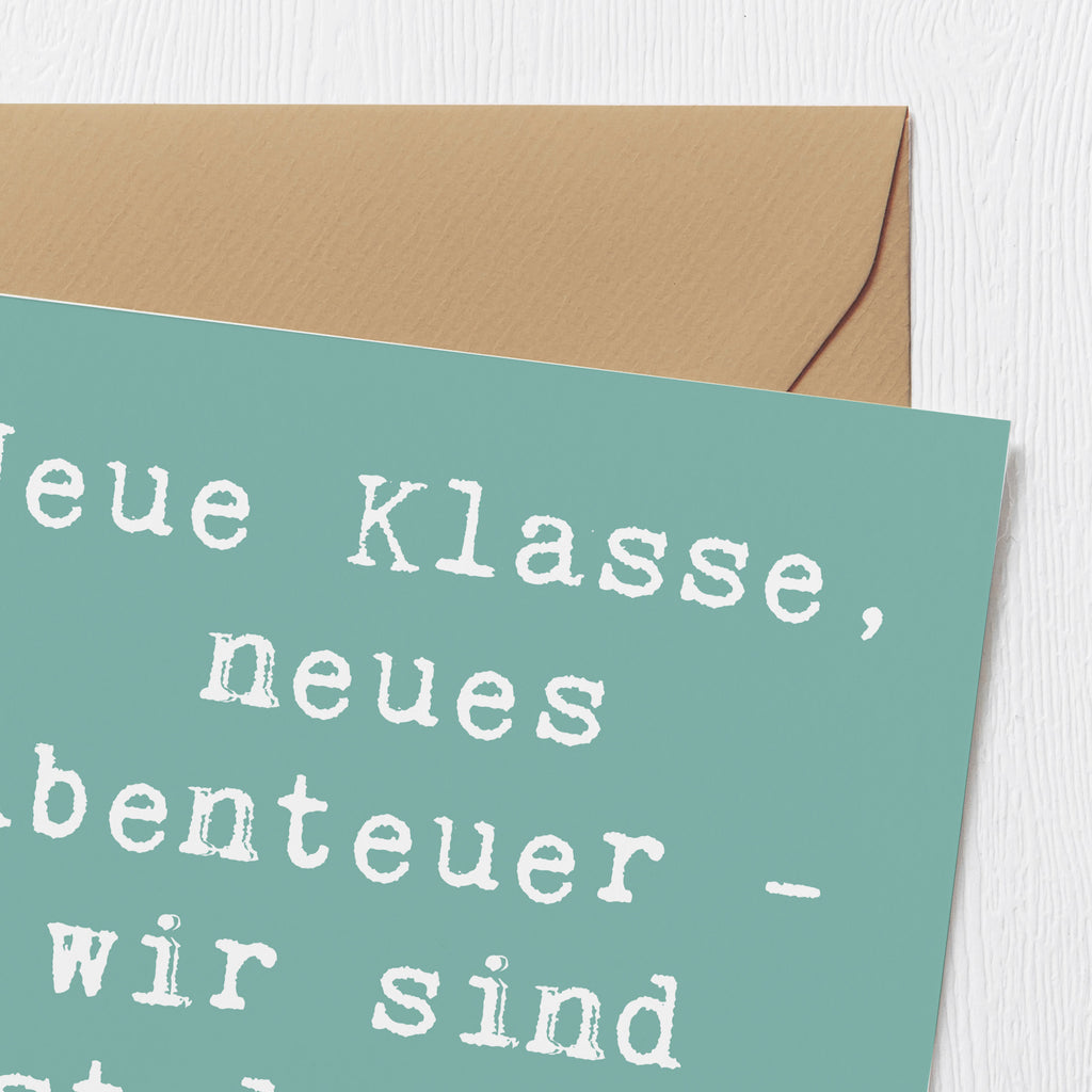 Deluxe Karte Spruch Erster Schultag Abenteuer Karte, Grußkarte, Klappkarte, Einladungskarte, Glückwunschkarte, Hochzeitskarte, Geburtstagskarte, Hochwertige Grußkarte, Hochwertige Klappkarte