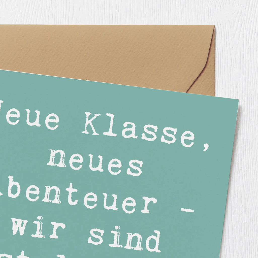 Deluxe Karte Spruch Erster Schultag Abenteuer Karte, Grußkarte, Klappkarte, Einladungskarte, Glückwunschkarte, Hochzeitskarte, Geburtstagskarte, Hochwertige Grußkarte, Hochwertige Klappkarte