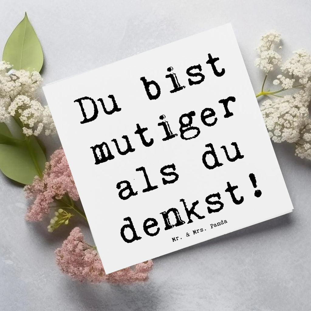 Deluxe Karte Spruch Alleine schlafen lernen Mutiger als gedacht Karte, Grußkarte, Klappkarte, Einladungskarte, Glückwunschkarte, Hochzeitskarte, Geburtstagskarte, Hochwertige Grußkarte, Hochwertige Klappkarte