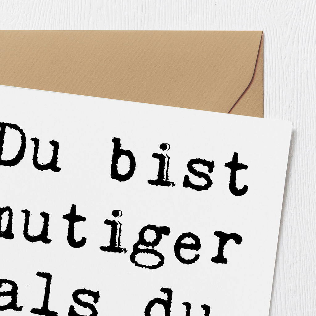 Deluxe Karte Spruch Alleine schlafen lernen Mutiger als gedacht Karte, Grußkarte, Klappkarte, Einladungskarte, Glückwunschkarte, Hochzeitskarte, Geburtstagskarte, Hochwertige Grußkarte, Hochwertige Klappkarte