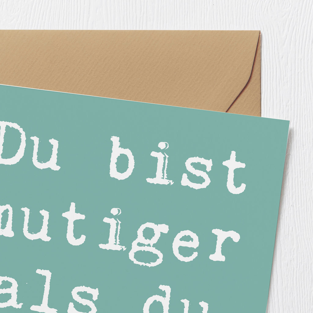 Deluxe Karte Spruch Alleine schlafen lernen Mutiger als gedacht Karte, Grußkarte, Klappkarte, Einladungskarte, Glückwunschkarte, Hochzeitskarte, Geburtstagskarte, Hochwertige Grußkarte, Hochwertige Klappkarte