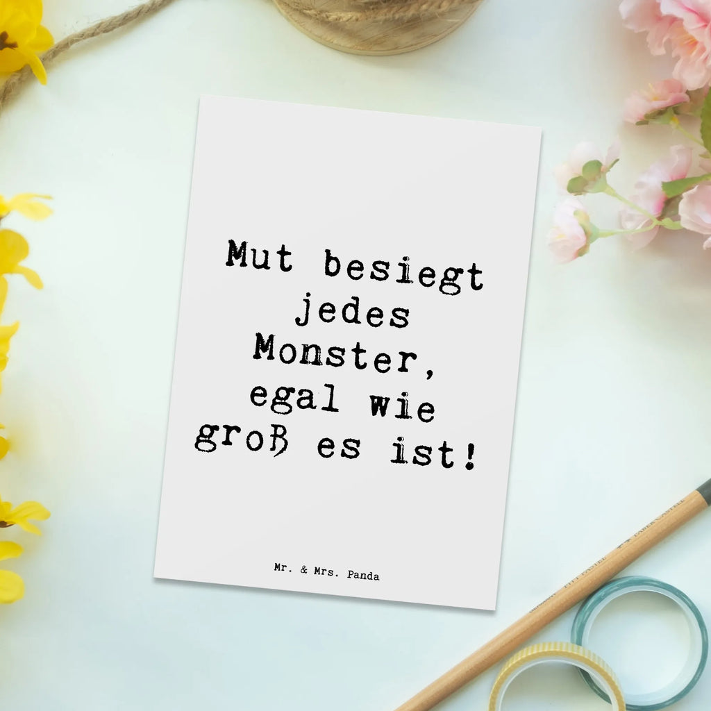 Postkarte Spruch Ängste vor Monstern besiegen Postkarte, Karte, Geschenkkarte, Grußkarte, Einladung, Ansichtskarte, Geburtstagskarte, Einladungskarte, Dankeskarte, Ansichtskarten, Einladung Geburtstag, Einladungskarten Geburtstag