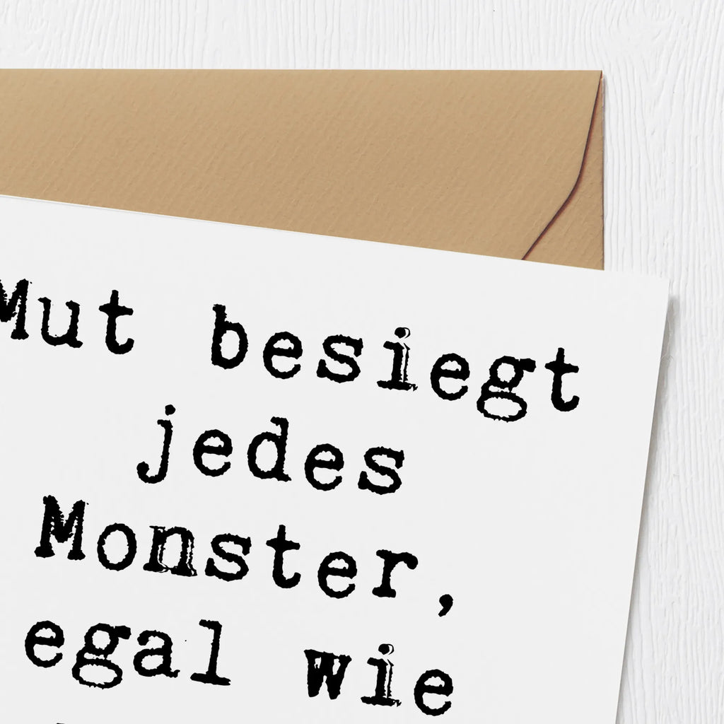 Deluxe Karte Spruch Ängste vor Monstern besiegen Karte, Grußkarte, Klappkarte, Einladungskarte, Glückwunschkarte, Hochzeitskarte, Geburtstagskarte, Hochwertige Grußkarte, Hochwertige Klappkarte