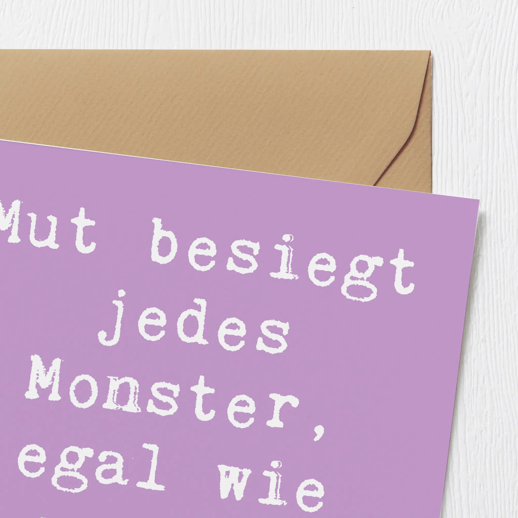 Deluxe Karte Spruch Ängste vor Monstern besiegen Karte, Grußkarte, Klappkarte, Einladungskarte, Glückwunschkarte, Hochzeitskarte, Geburtstagskarte, Hochwertige Grußkarte, Hochwertige Klappkarte