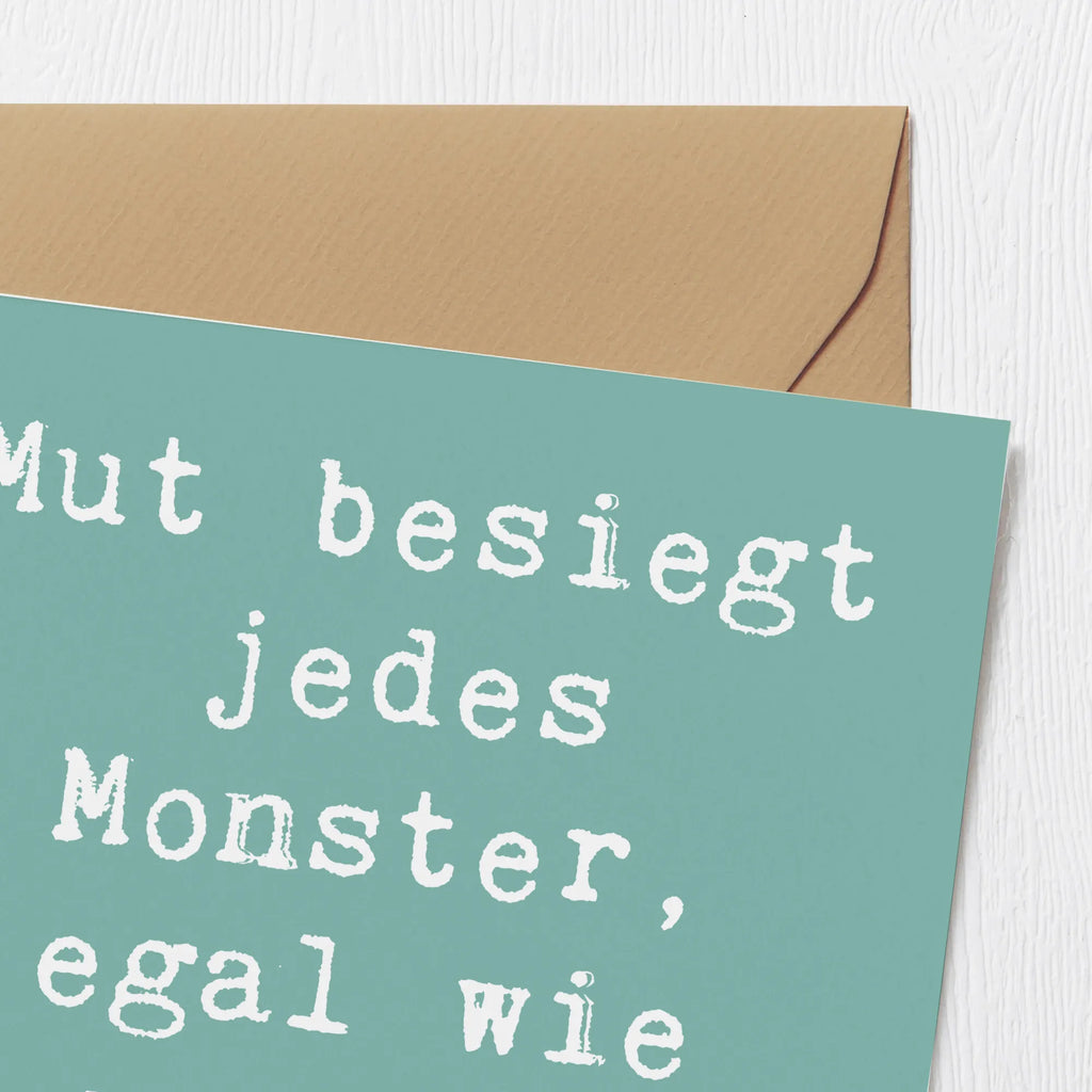 Deluxe Karte Spruch Ängste vor Monstern besiegen Karte, Grußkarte, Klappkarte, Einladungskarte, Glückwunschkarte, Hochzeitskarte, Geburtstagskarte, Hochwertige Grußkarte, Hochwertige Klappkarte