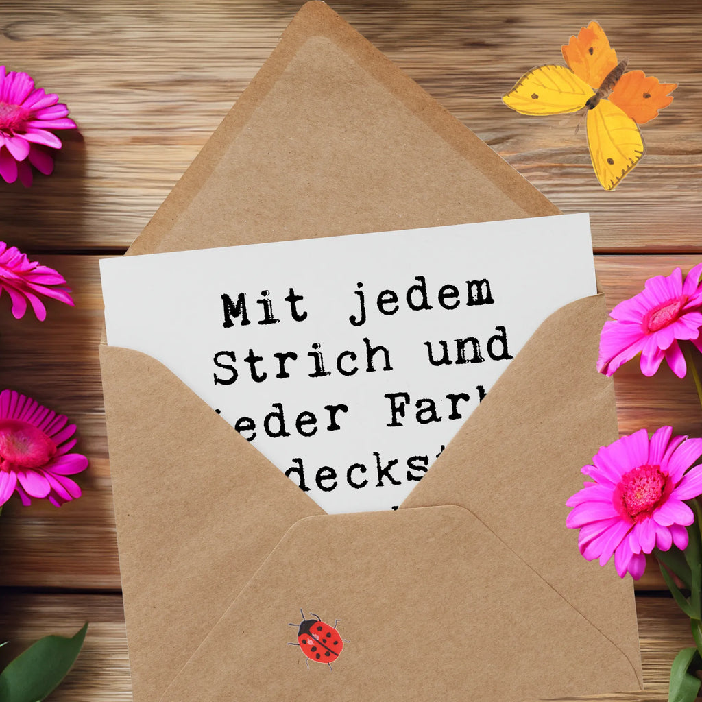 Deluxe Karte Spruch Die Freude an der Kreativität entdecken Karte, Grußkarte, Klappkarte, Einladungskarte, Glückwunschkarte, Hochzeitskarte, Geburtstagskarte, Hochwertige Grußkarte, Hochwertige Klappkarte