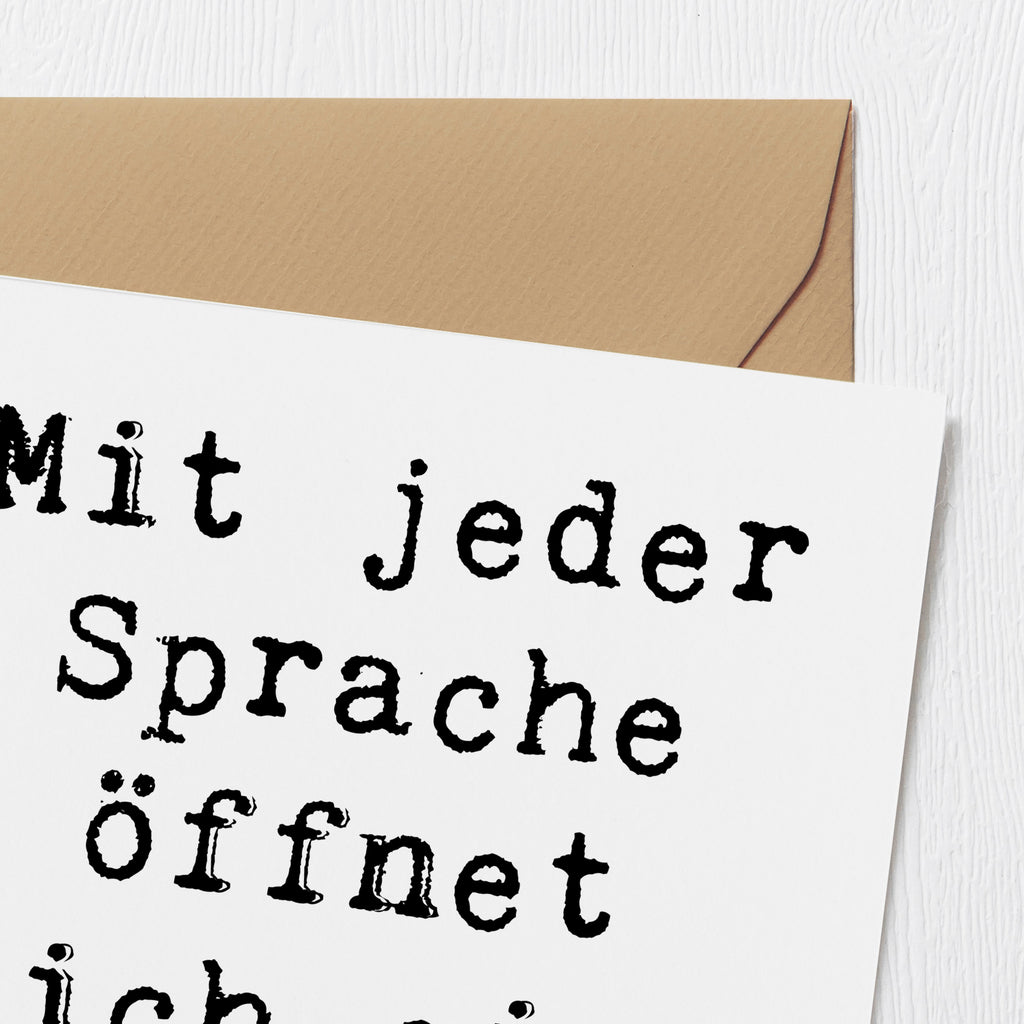 Deluxe Karte Spruch Sprachen lernen Karte, Grußkarte, Klappkarte, Einladungskarte, Glückwunschkarte, Hochzeitskarte, Geburtstagskarte, Hochwertige Grußkarte, Hochwertige Klappkarte