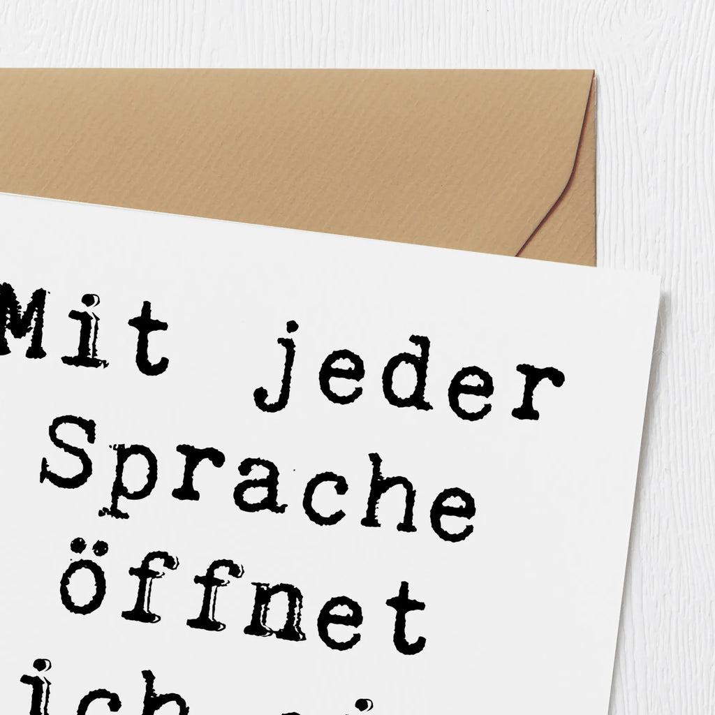 Deluxe Karte Spruch Sprachen lernen Karte, Grußkarte, Klappkarte, Einladungskarte, Glückwunschkarte, Hochzeitskarte, Geburtstagskarte, Hochwertige Grußkarte, Hochwertige Klappkarte