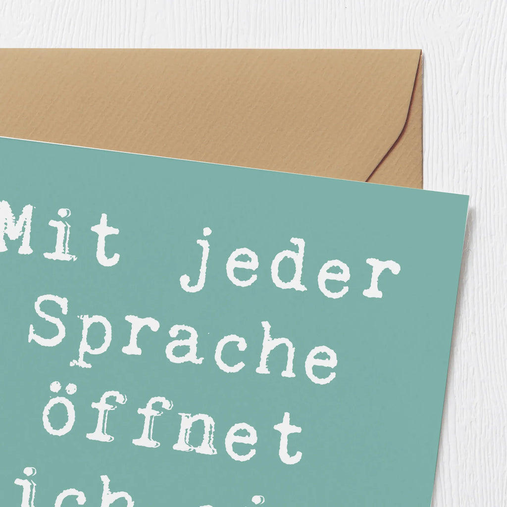 Deluxe Karte Spruch Sprachen lernen Karte, Grußkarte, Klappkarte, Einladungskarte, Glückwunschkarte, Hochzeitskarte, Geburtstagskarte, Hochwertige Grußkarte, Hochwertige Klappkarte