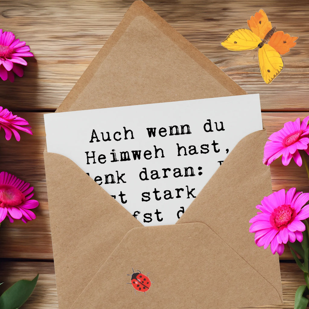 Deluxe Karte Spruch Heimweh überwinden Karte, Grußkarte, Klappkarte, Einladungskarte, Glückwunschkarte, Hochzeitskarte, Geburtstagskarte, Hochwertige Grußkarte, Hochwertige Klappkarte