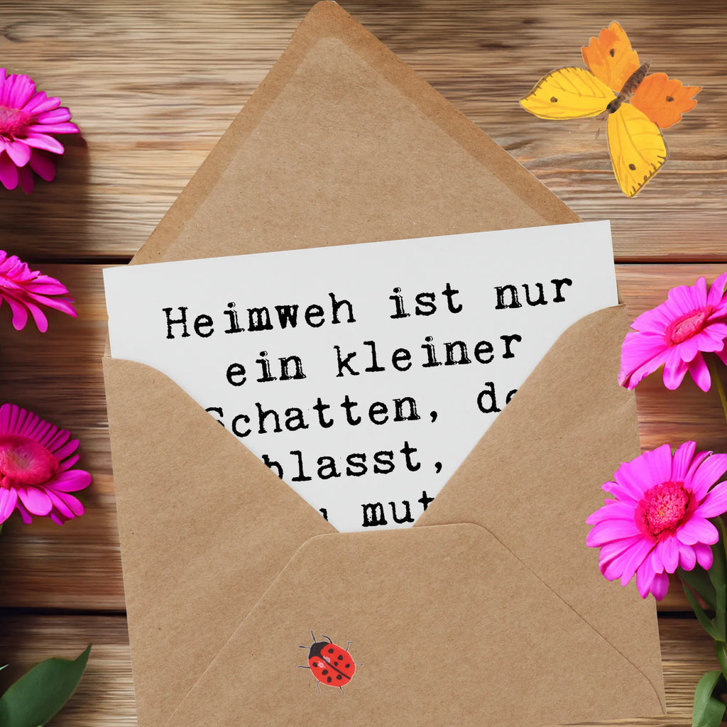 Deluxe Karte Spruch Heimweh überwinden Abenteuer erleben Karte, Grußkarte, Klappkarte, Einladungskarte, Glückwunschkarte, Hochzeitskarte, Geburtstagskarte, Hochwertige Grußkarte, Hochwertige Klappkarte