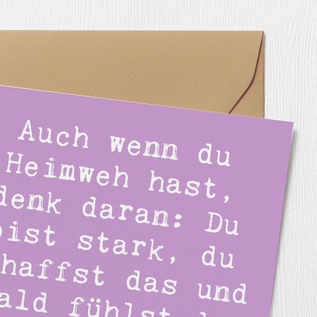 Deluxe Karte Spruch Heimweh überwinden Karte, Grußkarte, Klappkarte, Einladungskarte, Glückwunschkarte, Hochzeitskarte, Geburtstagskarte, Hochwertige Grußkarte, Hochwertige Klappkarte