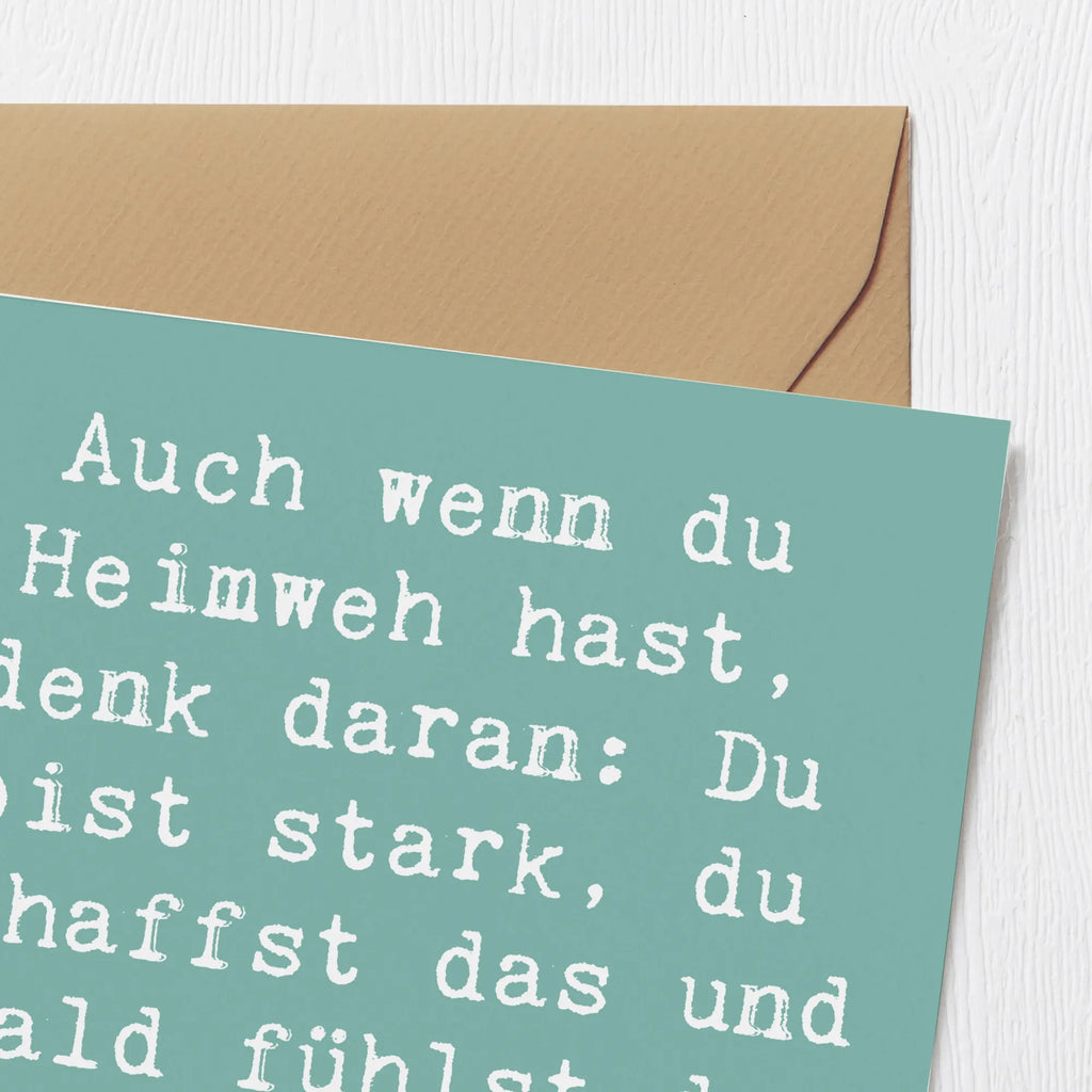 Deluxe Karte Spruch Heimweh überwinden Karte, Grußkarte, Klappkarte, Einladungskarte, Glückwunschkarte, Hochzeitskarte, Geburtstagskarte, Hochwertige Grußkarte, Hochwertige Klappkarte