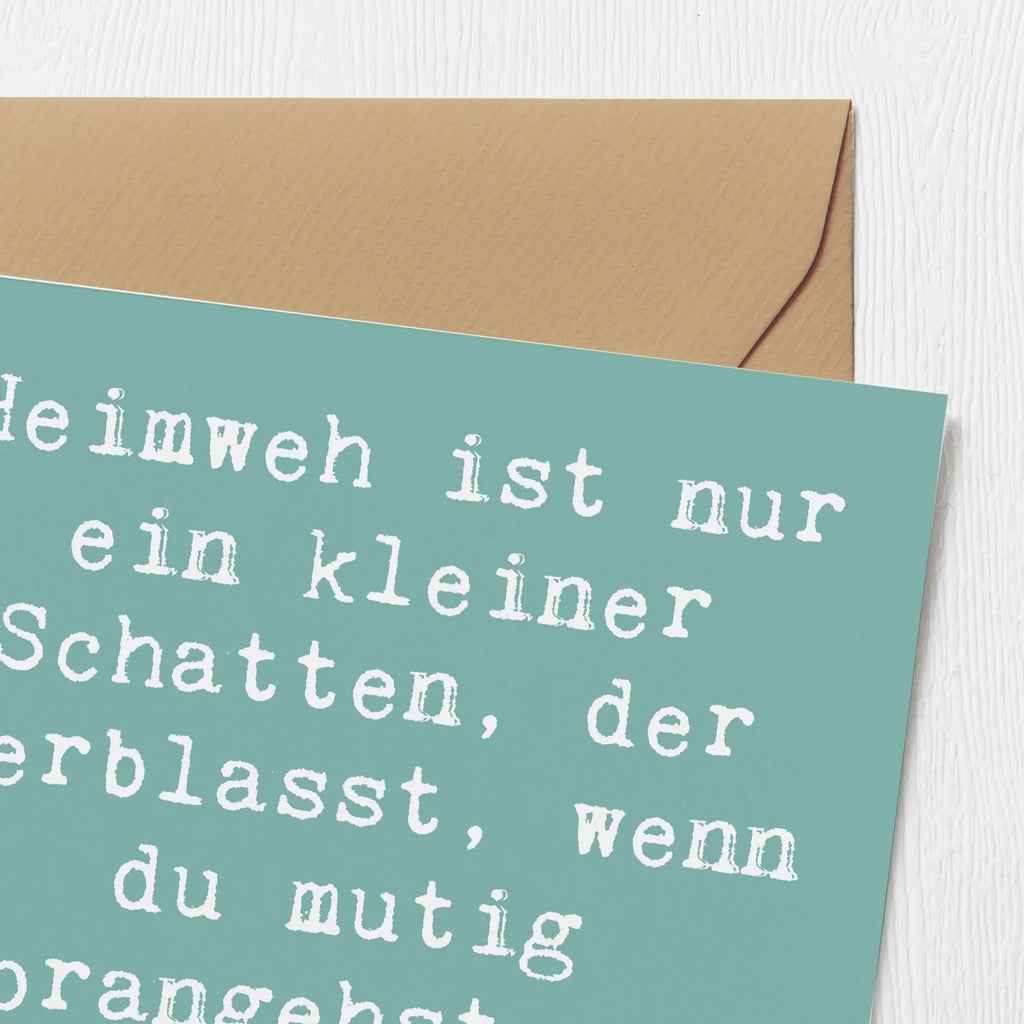 Deluxe Karte Spruch Heimweh überwinden Abenteuer erleben Karte, Grußkarte, Klappkarte, Einladungskarte, Glückwunschkarte, Hochzeitskarte, Geburtstagskarte, Hochwertige Grußkarte, Hochwertige Klappkarte