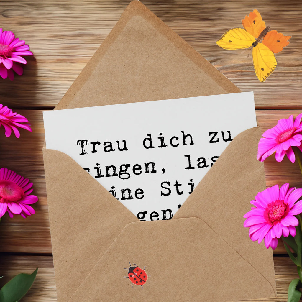 Deluxe Karte Spruch Vokale und musikalische Auftritte meistern Karte, Grußkarte, Klappkarte, Einladungskarte, Glückwunschkarte, Hochzeitskarte, Geburtstagskarte, Hochwertige Grußkarte, Hochwertige Klappkarte