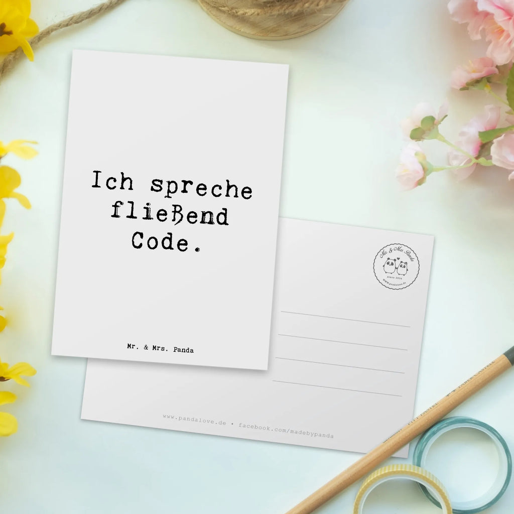 Postcard Saying Ich spreche fließend Code. Postkarte, Karte, Geschenkkarte, Grußkarte, Einladung, Ansichtskarte, Geburtstagskarte, Einladungskarte, Dankeskarte, Ansichtskarten, Einladung Geburtstag, Einladungskarten Geburtstag, Beruf, Ausbildung, Jubiläum, Abschied, Rente, Kollege, Kollegin, Geschenk, Schenken, Arbeitskollege, Mitarbeiter, Firma, Danke, Dankeschön