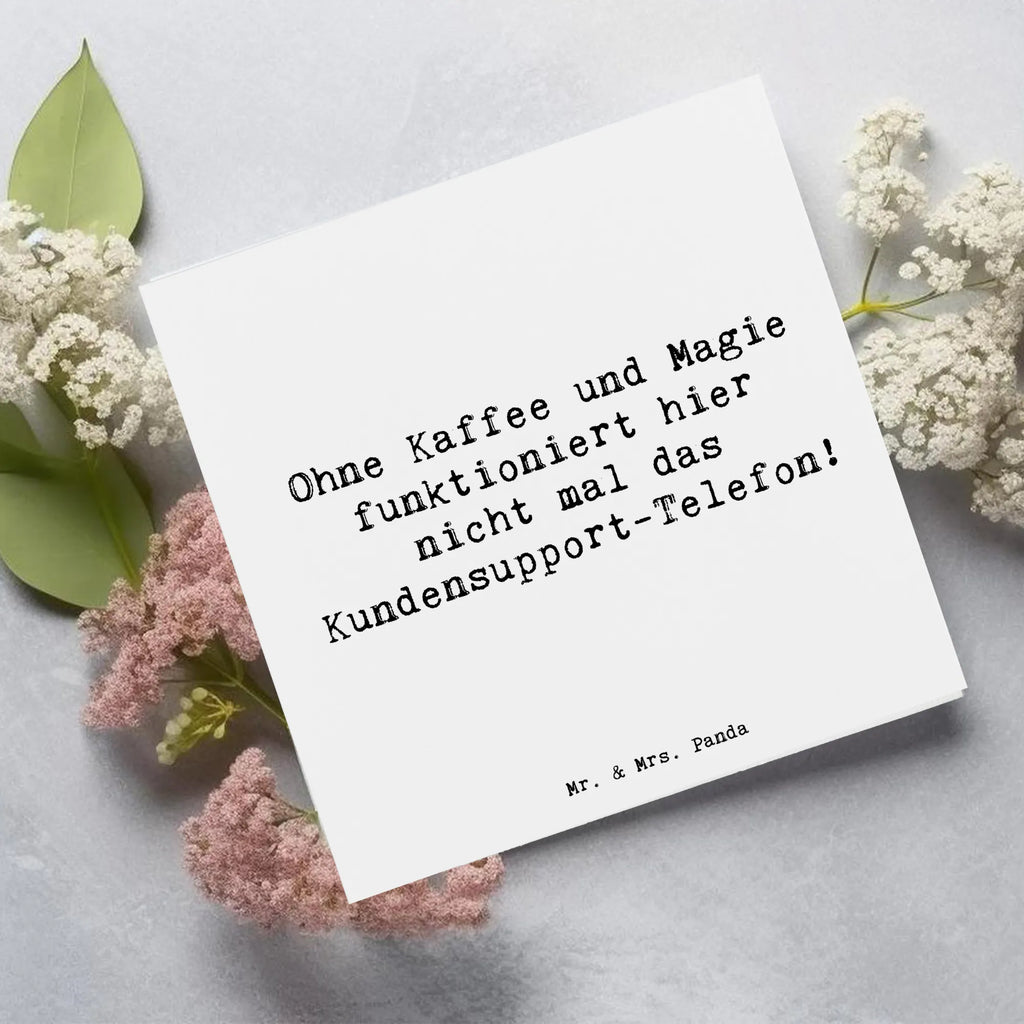Deluxe Card Saying Ohne Kaffee und Magie funktioniert hier nicht mal das Kundensupport-Telefon! Karte, Grußkarte, Klappkarte, Einladungskarte, Glückwunschkarte, Hochzeitskarte, Geburtstagskarte, Hochwertige Grußkarte, Hochwertige Klappkarte, Beruf, Ausbildung, Jubiläum, Abschied, Rente, Kollege, Kollegin, Geschenk, Schenken, Arbeitskollege, Mitarbeiter, Firma, Danke, Dankeschön