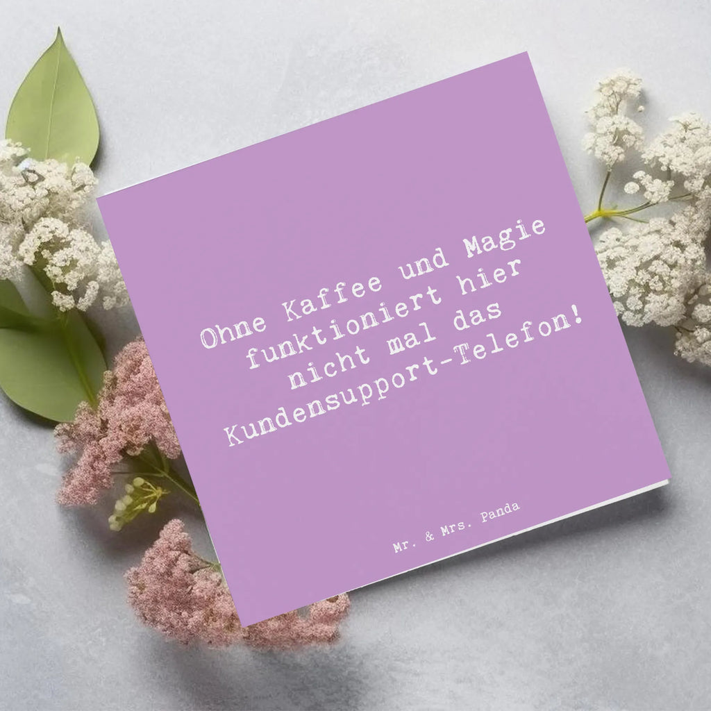 Deluxe Card Saying Ohne Kaffee und Magie funktioniert hier nicht mal das Kundensupport-Telefon! Karte, Grußkarte, Klappkarte, Einladungskarte, Glückwunschkarte, Hochzeitskarte, Geburtstagskarte, Hochwertige Grußkarte, Hochwertige Klappkarte, Beruf, Ausbildung, Jubiläum, Abschied, Rente, Kollege, Kollegin, Geschenk, Schenken, Arbeitskollege, Mitarbeiter, Firma, Danke, Dankeschön