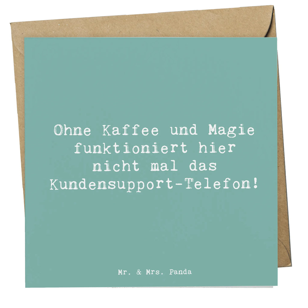 Deluxe Card Saying Ohne Kaffee und Magie funktioniert hier nicht mal das Kundensupport-Telefon! Karte, Grußkarte, Klappkarte, Einladungskarte, Glückwunschkarte, Hochzeitskarte, Geburtstagskarte, Hochwertige Grußkarte, Hochwertige Klappkarte, Beruf, Ausbildung, Jubiläum, Abschied, Rente, Kollege, Kollegin, Geschenk, Schenken, Arbeitskollege, Mitarbeiter, Firma, Danke, Dankeschön