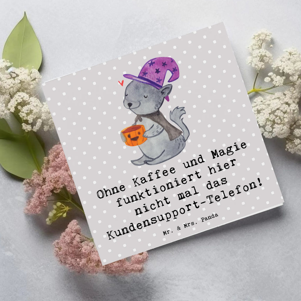Deluxe Card Ohne Kaffee und Magie funktioniert hier nicht mal das Kundensupport-Telefon! Karte, Grußkarte, Klappkarte, Einladungskarte, Glückwunschkarte, Hochzeitskarte, Geburtstagskarte, Hochwertige Grußkarte, Hochwertige Klappkarte, Beruf, Ausbildung, Jubiläum, Abschied, Rente, Kollege, Kollegin, Geschenk, Schenken, Arbeitskollege, Mitarbeiter, Firma, Danke, Dankeschön