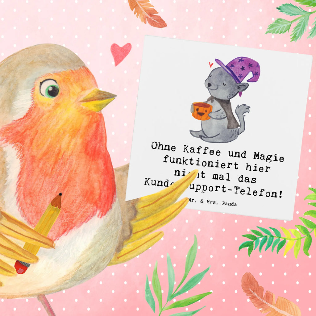Deluxe Card Ohne Kaffee und Magie funktioniert hier nicht mal das Kundensupport-Telefon! Karte, Grußkarte, Klappkarte, Einladungskarte, Glückwunschkarte, Hochzeitskarte, Geburtstagskarte, Hochwertige Grußkarte, Hochwertige Klappkarte, Beruf, Ausbildung, Jubiläum, Abschied, Rente, Kollege, Kollegin, Geschenk, Schenken, Arbeitskollege, Mitarbeiter, Firma, Danke, Dankeschön