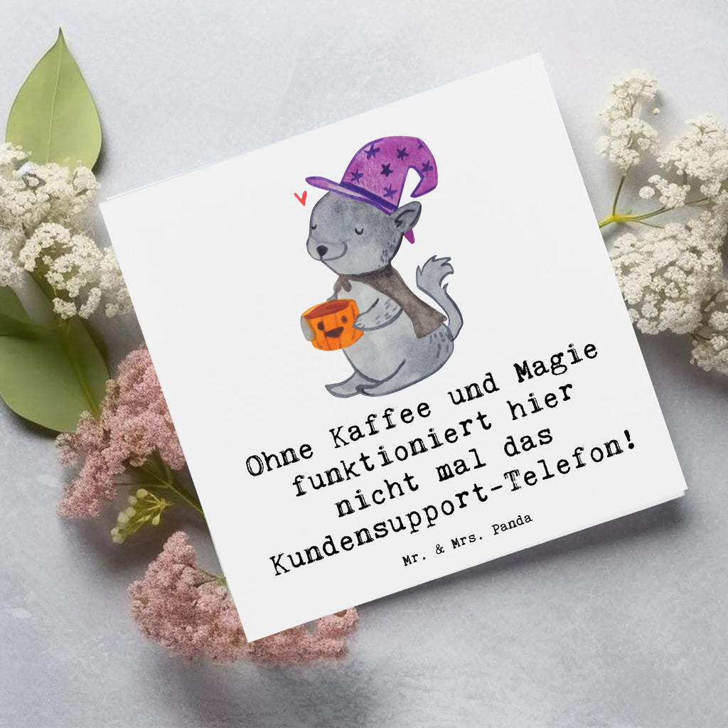 Deluxe Card Ohne Kaffee und Magie funktioniert hier nicht mal das Kundensupport-Telefon! Karte, Grußkarte, Klappkarte, Einladungskarte, Glückwunschkarte, Hochzeitskarte, Geburtstagskarte, Hochwertige Grußkarte, Hochwertige Klappkarte, Beruf, Ausbildung, Jubiläum, Abschied, Rente, Kollege, Kollegin, Geschenk, Schenken, Arbeitskollege, Mitarbeiter, Firma, Danke, Dankeschön