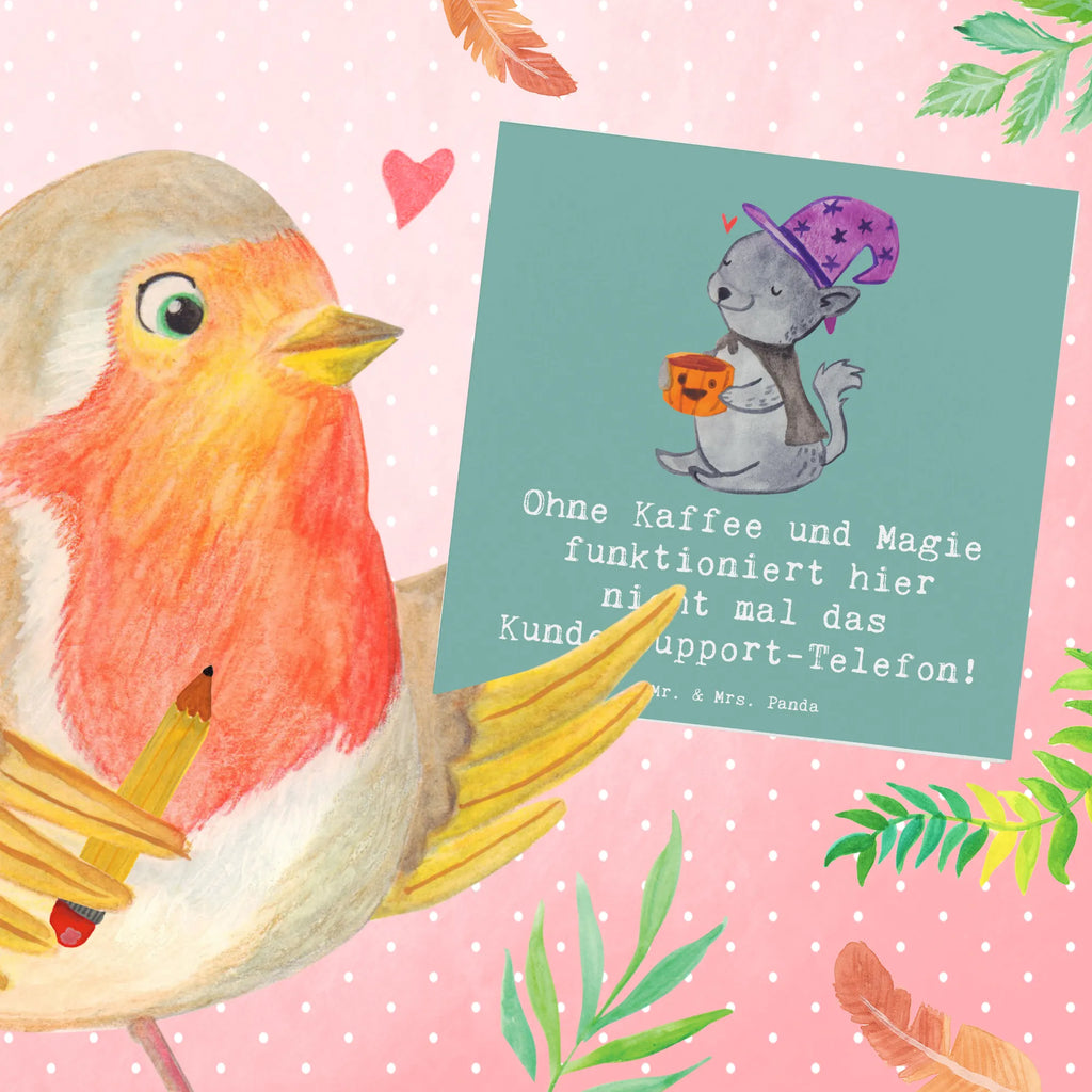 Deluxe Card Ohne Kaffee und Magie funktioniert hier nicht mal das Kundensupport-Telefon! Karte, Grußkarte, Klappkarte, Einladungskarte, Glückwunschkarte, Hochzeitskarte, Geburtstagskarte, Hochwertige Grußkarte, Hochwertige Klappkarte, Beruf, Ausbildung, Jubiläum, Abschied, Rente, Kollege, Kollegin, Geschenk, Schenken, Arbeitskollege, Mitarbeiter, Firma, Danke, Dankeschön