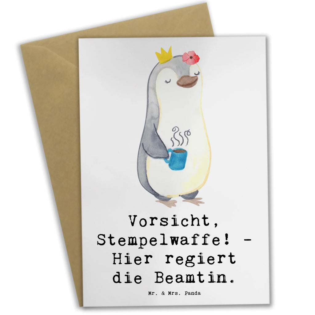 Grußkarte Beamtin Stempelwaffe Grußkarte, Klappkarte, Einladungskarte, Glückwunschkarte, Hochzeitskarte, Geburtstagskarte, Karte, Ansichtskarten, Beruf, Ausbildung, Jubiläum, Abschied, Rente, Kollege, Kollegin, Geschenk, Schenken, Arbeitskollege, Mitarbeiter, Firma, Danke, Dankeschön