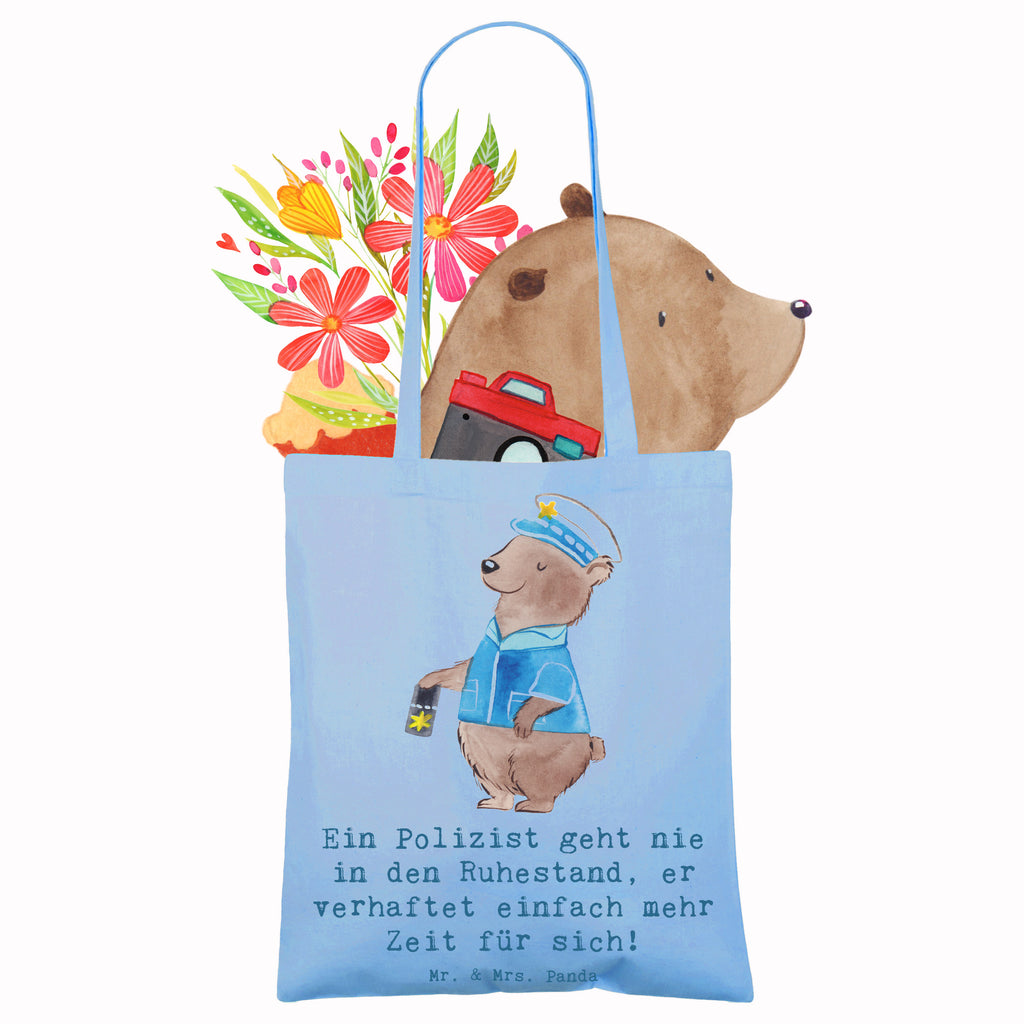 Tragetasche Polizist Ruhestand Beuteltasche, Beutel, Einkaufstasche, Jutebeutel, Stoffbeutel, Tasche, Shopper, Umhängetasche, Strandtasche, Schultertasche, Stofftasche, Tragetasche, Badetasche, Jutetasche, Einkaufstüte, Laptoptasche, Beruf, Ausbildung, Jubiläum, Abschied, Rente, Kollege, Kollegin, Geschenk, Schenken, Arbeitskollege, Mitarbeiter, Firma, Danke, Dankeschön