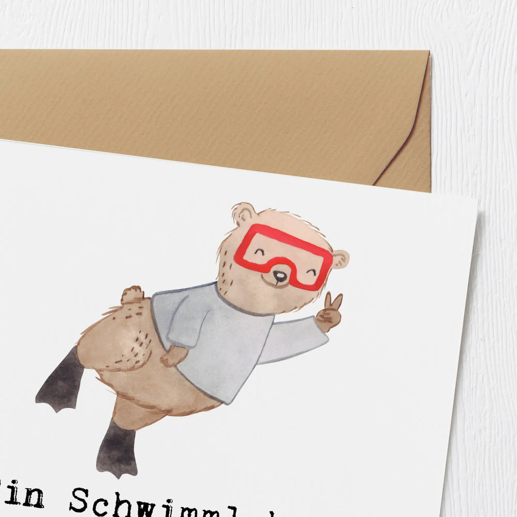 Deluxe Card Ein Schwimmlehrer geht nicht unter, er schwimmt einfach weiter! Karte, Grußkarte, Klappkarte, Einladungskarte, Glückwunschkarte, Hochzeitskarte, Geburtstagskarte, Hochwertige Grußkarte, Hochwertige Klappkarte, Beruf, Ausbildung, Jubiläum, Abschied, Rente, Kollege, Kollegin, Geschenk, Schenken, Arbeitskollege, Mitarbeiter, Firma, Danke, Dankeschön