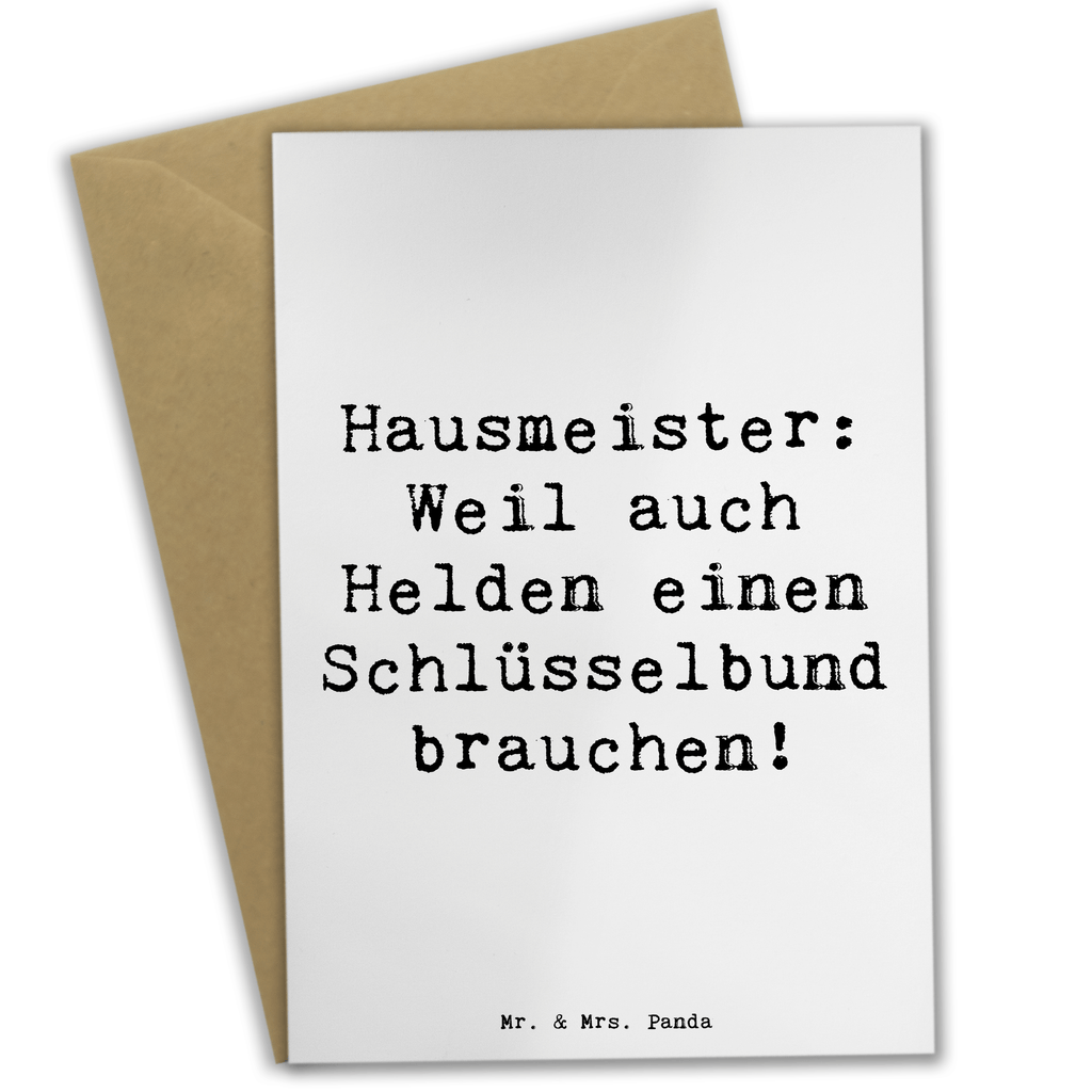 Grußkarte Spruch Hausmeister: Weil auch Helden einen Schlüsselbund brauchen! Grußkarte, Klappkarte, Einladungskarte, Glückwunschkarte, Hochzeitskarte, Geburtstagskarte, Karte, Ansichtskarten, Beruf, Ausbildung, Jubiläum, Abschied, Rente, Kollege, Kollegin, Geschenk, Schenken, Arbeitskollege, Mitarbeiter, Firma, Danke, Dankeschön