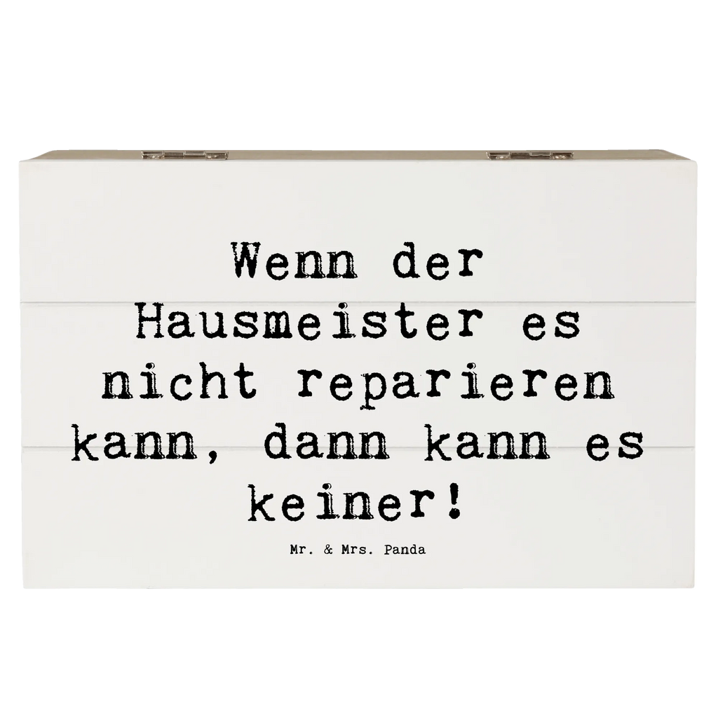 Holzkiste Spruch Wenn der Hausmeister es nicht reparieren kann, dann kann es keiner! Holzkiste, Kiste, Schatzkiste, Truhe, Schatulle, XXL, Erinnerungsbox, Erinnerungskiste, Dekokiste, Aufbewahrungsbox, Geschenkbox, Geschenkdose, Beruf, Ausbildung, Jubiläum, Abschied, Rente, Kollege, Kollegin, Geschenk, Schenken, Arbeitskollege, Mitarbeiter, Firma, Danke, Dankeschön