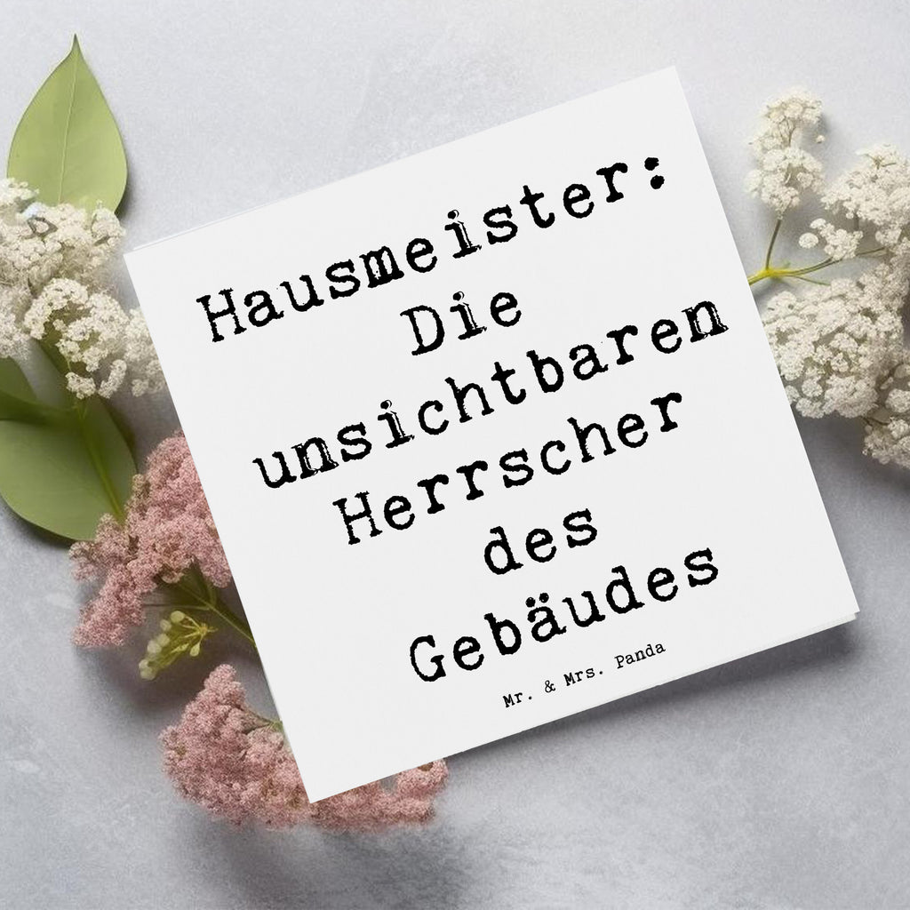 Deluxe Karte Spruch Hausmeister: Die unsichtbaren Herrscher des Gebäudes Karte, Grußkarte, Klappkarte, Einladungskarte, Glückwunschkarte, Hochzeitskarte, Geburtstagskarte, Hochwertige Grußkarte, Hochwertige Klappkarte, Beruf, Ausbildung, Jubiläum, Abschied, Rente, Kollege, Kollegin, Geschenk, Schenken, Arbeitskollege, Mitarbeiter, Firma, Danke, Dankeschön