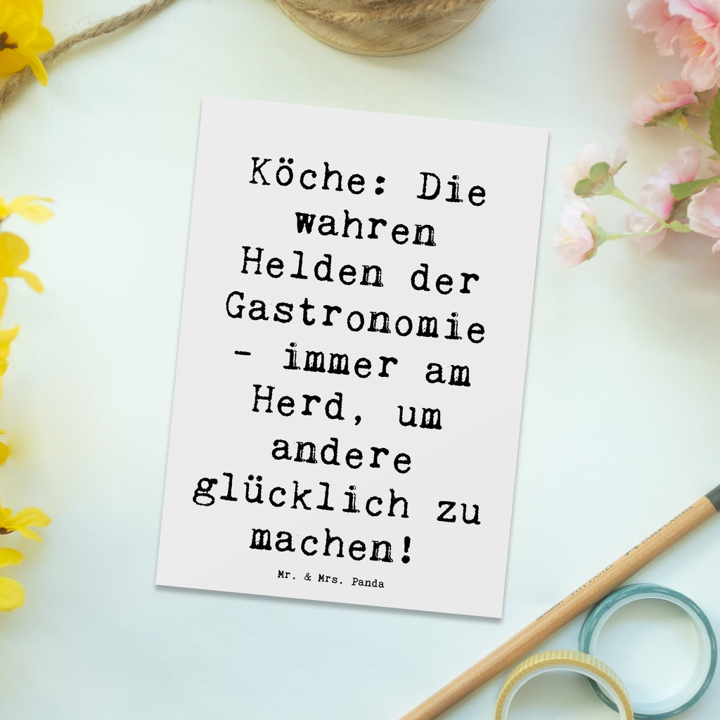 Postkarte Spruch Köche: Die wahren Helden der Gastronomie - immer am Herd, um andere glücklich zu machen! Postkarte, Karte, Geschenkkarte, Grußkarte, Einladung, Ansichtskarte, Geburtstagskarte, Einladungskarte, Dankeskarte, Ansichtskarten, Einladung Geburtstag, Einladungskarten Geburtstag, Beruf, Ausbildung, Jubiläum, Abschied, Rente, Kollege, Kollegin, Geschenk, Schenken, Arbeitskollege, Mitarbeiter, Firma, Danke, Dankeschön