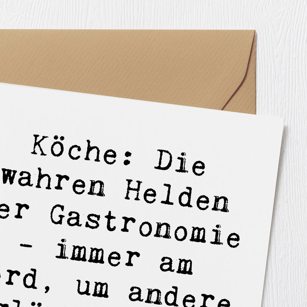 Deluxe Karte Spruch Köche: Die wahren Helden der Gastronomie - immer am Herd, um andere glücklich zu machen! Karte, Grußkarte, Klappkarte, Einladungskarte, Glückwunschkarte, Hochzeitskarte, Geburtstagskarte, Hochwertige Grußkarte, Hochwertige Klappkarte, Beruf, Ausbildung, Jubiläum, Abschied, Rente, Kollege, Kollegin, Geschenk, Schenken, Arbeitskollege, Mitarbeiter, Firma, Danke, Dankeschön