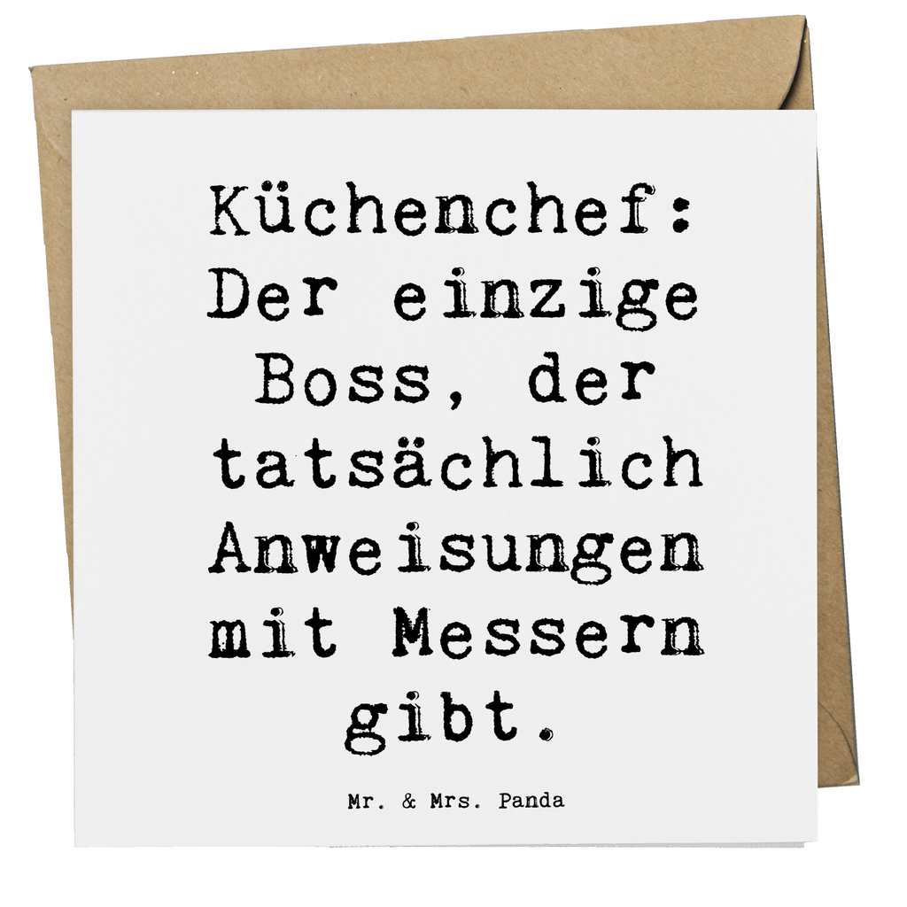 Deluxe Karte Spruch Küchenchef: Der einzige Boss, der tatsächlich Anweisungen mit Messern gibt. Karte, Grußkarte, Klappkarte, Einladungskarte, Glückwunschkarte, Hochzeitskarte, Geburtstagskarte, Hochwertige Grußkarte, Hochwertige Klappkarte, Beruf, Ausbildung, Jubiläum, Abschied, Rente, Kollege, Kollegin, Geschenk, Schenken, Arbeitskollege, Mitarbeiter, Firma, Danke, Dankeschön