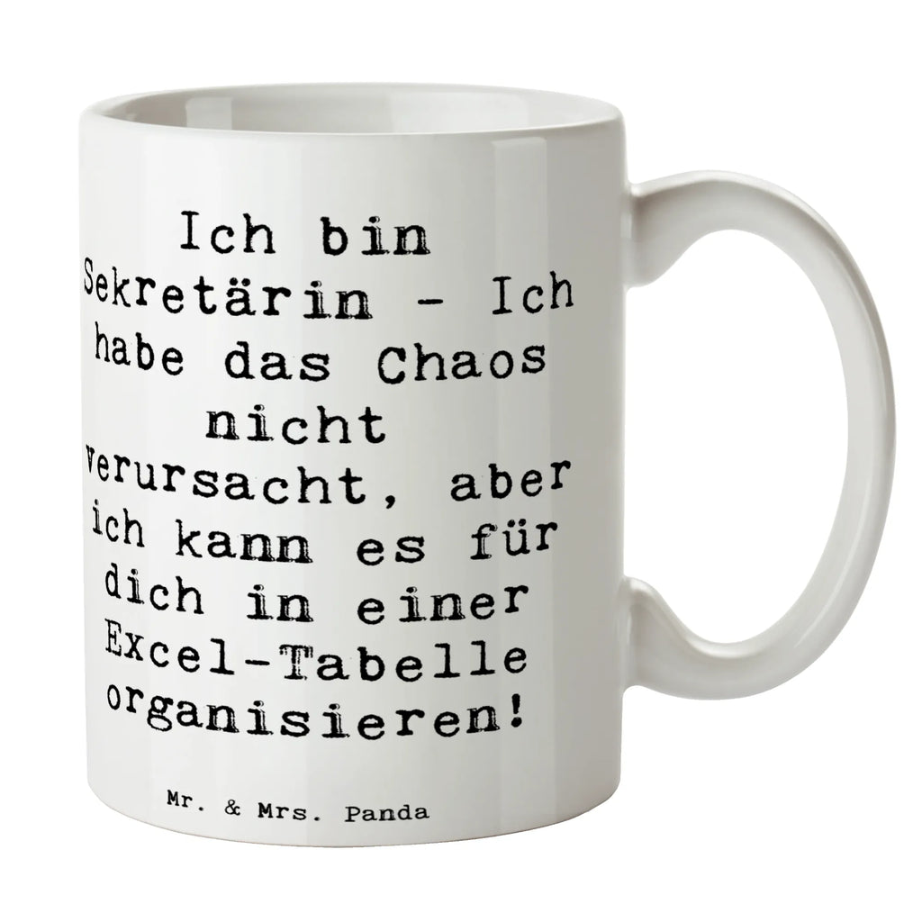 Tasse Spruch Ich bin Sekretärin - Ich habe das Chaos nicht verursacht, aber ich kann es für dich in einer Excel-Tabelle organisieren! Tasse, Kaffeetasse, Teetasse, Becher, Kaffeebecher, Teebecher, Keramiktasse, Porzellantasse, Büro Tasse, Geschenk Tasse, Tasse Sprüche, Tasse Motive, Kaffeetassen, Tasse bedrucken, Designer Tasse, Cappuccino Tassen, Schöne Teetassen, Beruf, Ausbildung, Jubiläum, Abschied, Rente, Kollege, Kollegin, Geschenk, Schenken, Arbeitskollege, Mitarbeiter, Firma, Danke, Dankeschön